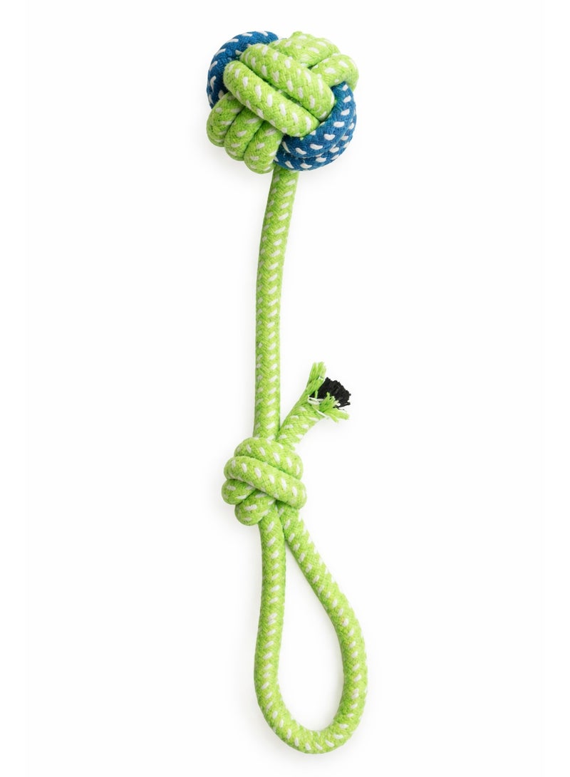 Rope Dog Toy with Knotted Ball, Green and Blue, Durable Pet Chew Toy for Interactive Play